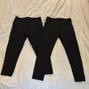 Andrew Marc Sport Black Leggings 90% cotton 10% spandex, set of 2